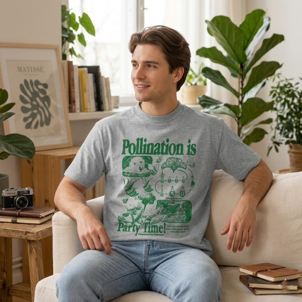 T-shirt col montant écologique unisexe-Pollination is Party Time-