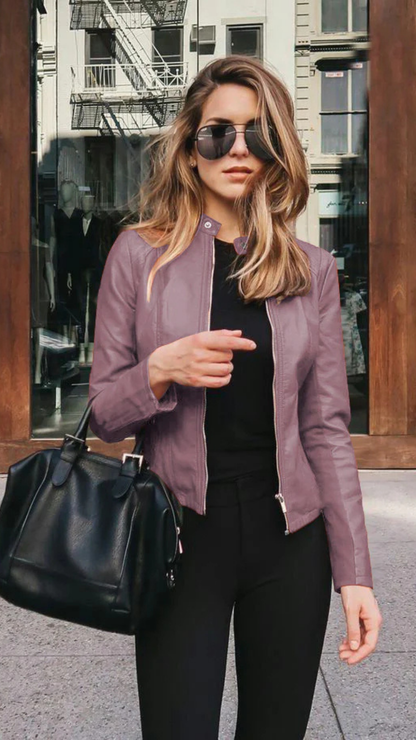 PU leather suit jacket
