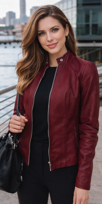 PU leather suit jacket