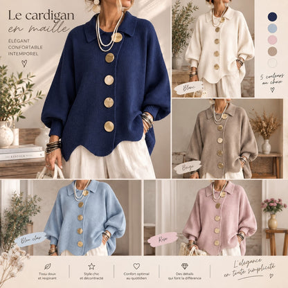 Cardigan en tricot à boutons à revers