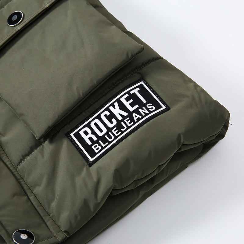 Veste rembourrée en coton chaud pour garçons avec grand col en fourrure