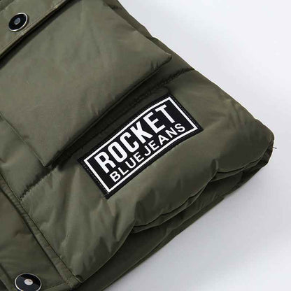 Veste rembourrée en coton chaud pour garçons avec grand col en fourrure
