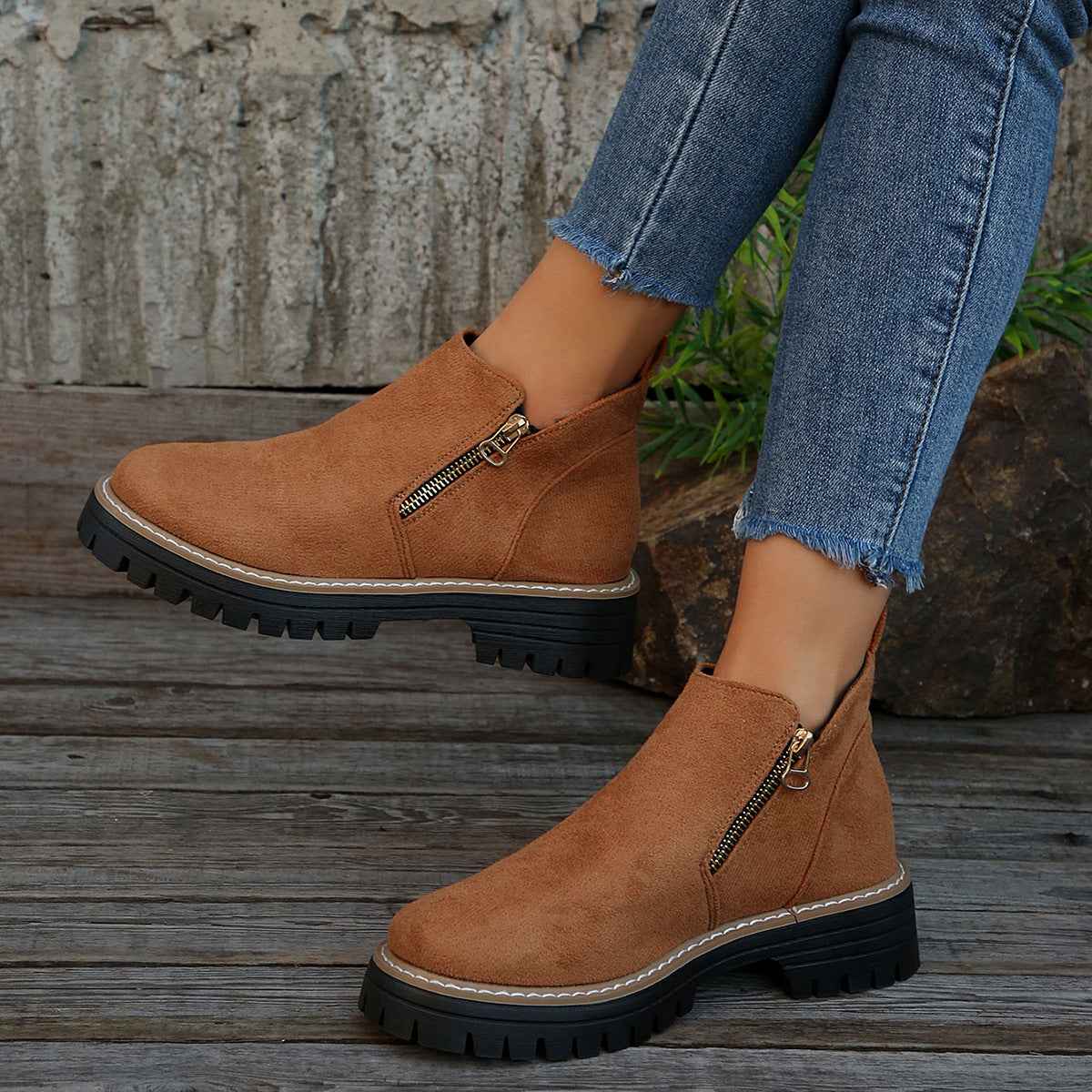 Bottes femme à la cheville avec fermeture latérale