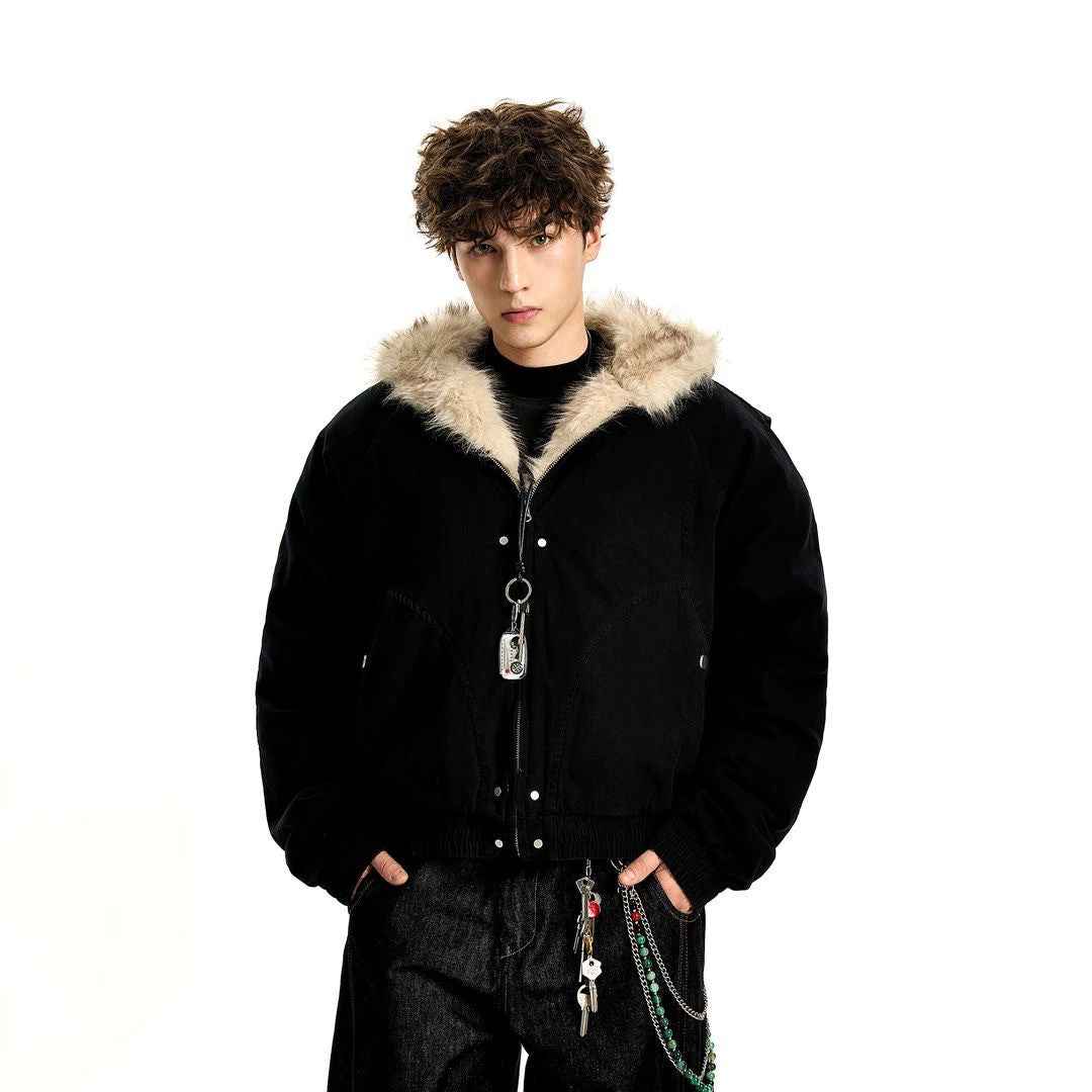 Manteau épais à capuche, chaud et ample, en fourrure