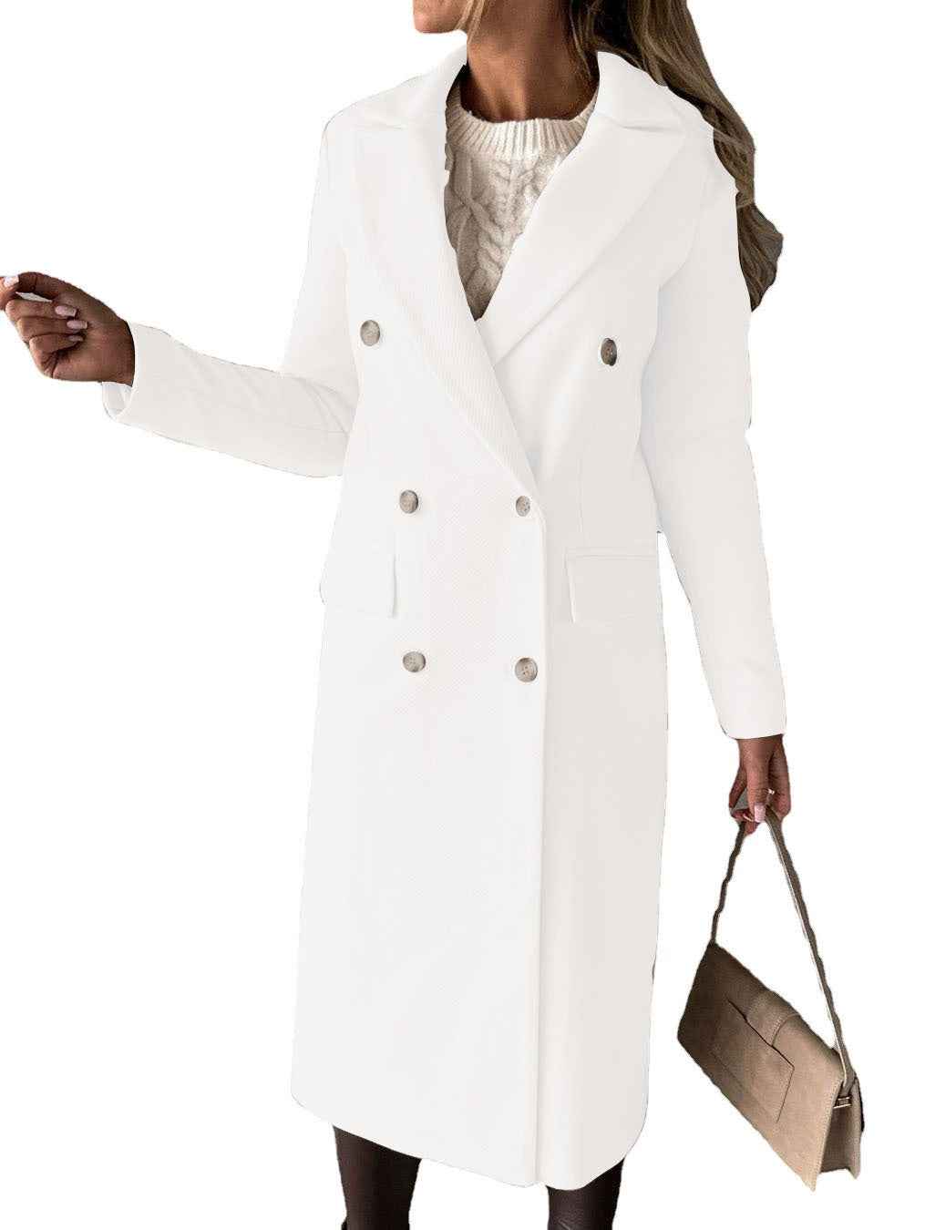 Manteau long à double boutonnage , coupe élégante
