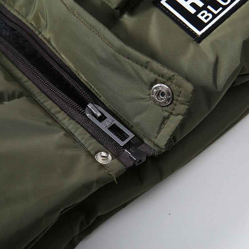 Veste rembourrée en coton chaud pour garçons avec grand col en fourrure
