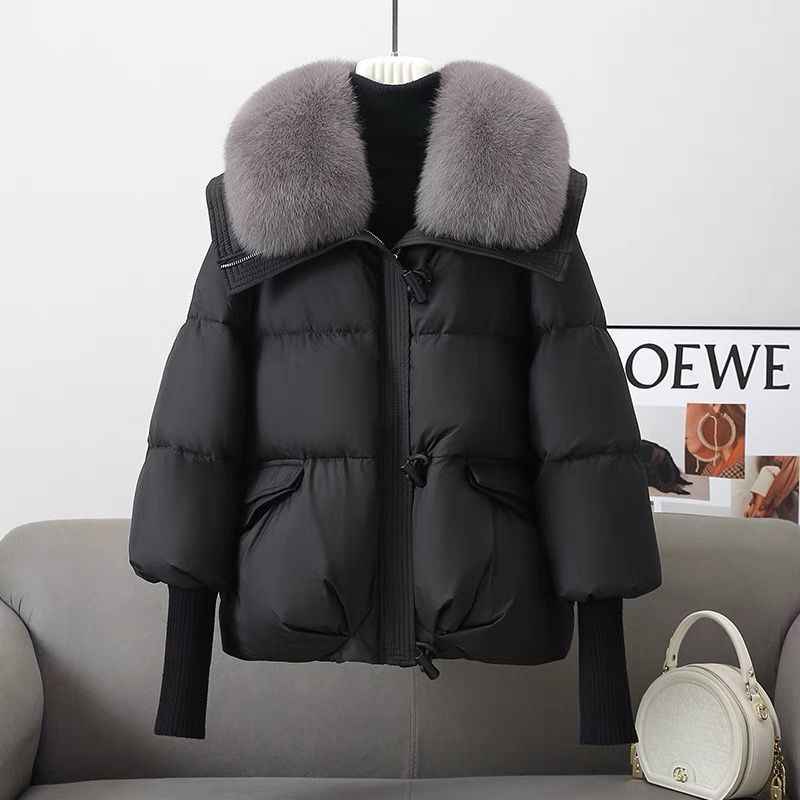 Veste en duvet pour femme , col en fourrure , vêtement d'hiver