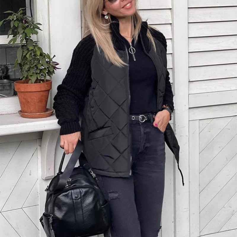 Veste à Col Montant matelassée , Zippée et Chaude