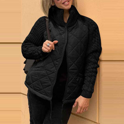 Veste à Col Montant matelassée , Zippée et Chaude