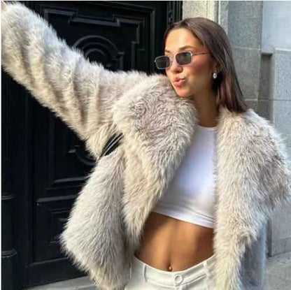Veste d'hiver en peluche , décontracté à manches longues pour femmes