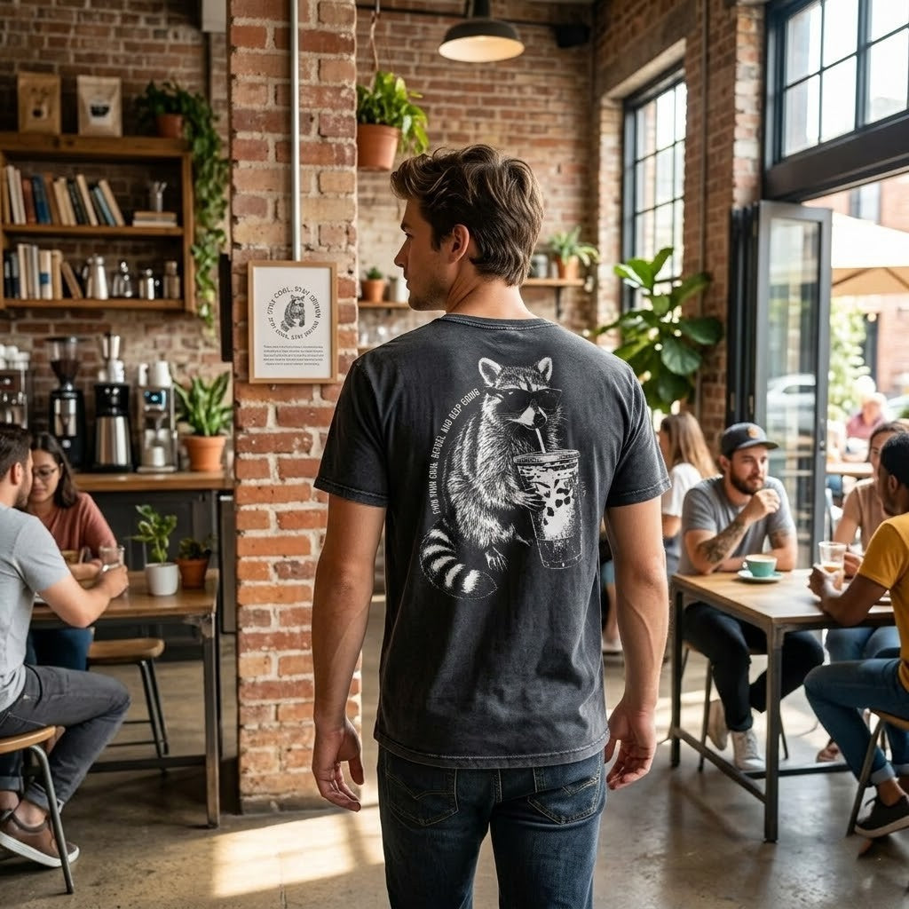 T-shirt Délave jean -raton laveur-