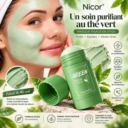 Duo de Masques Visage en Stick Nicor – Green & Eggplant | Soin Purifiant et Éclat