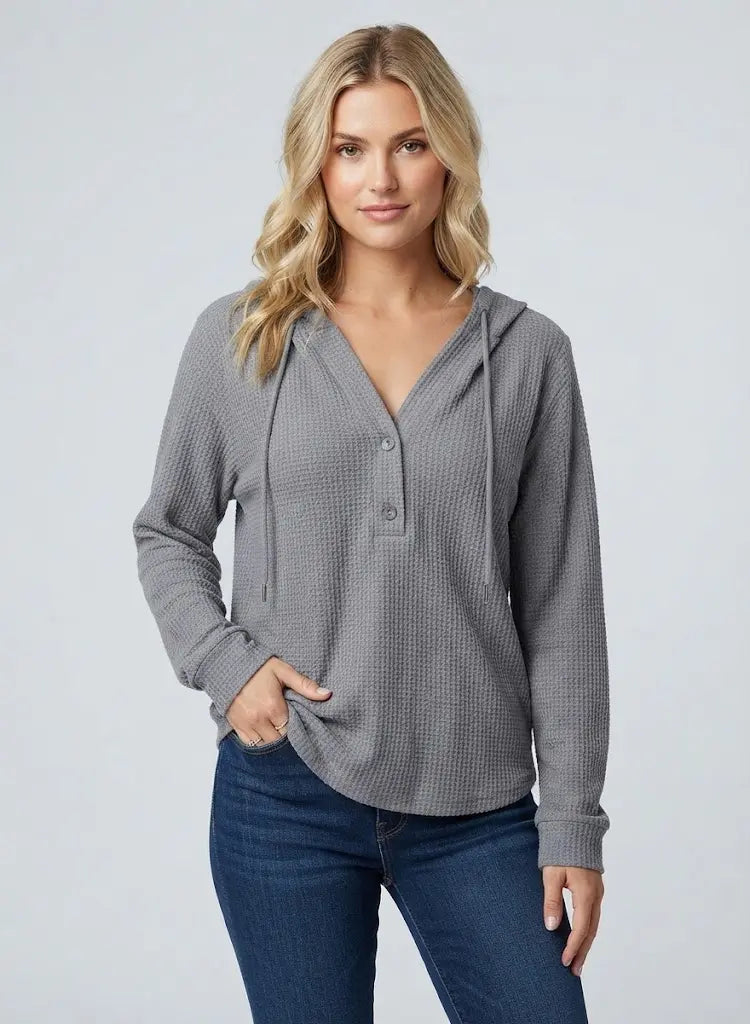 Sweat à capuche en tissu gaufré, mode décontractée