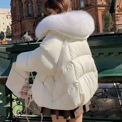 Veste en duvet pour femme , col en fourrure , vêtement d'hiver