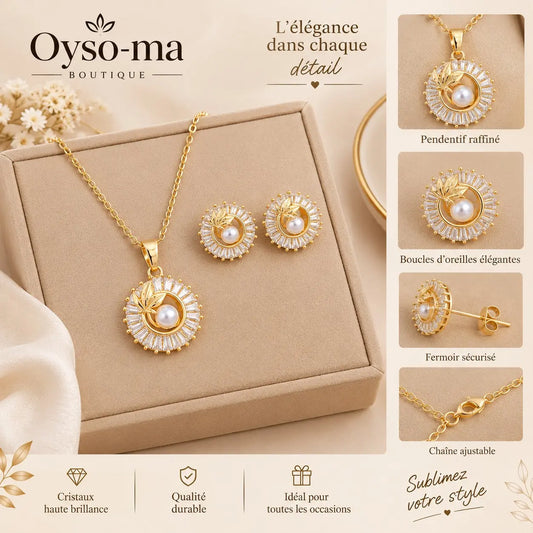 Ensemble Bijoux fantaisie carré plein de diamants