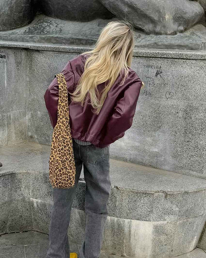 Veste élégante en cuir mate de style motard rétro