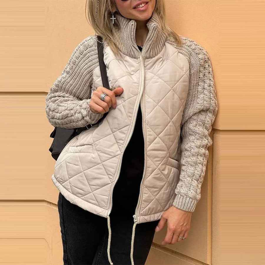 Veste à Col Montant matelassée , Zippée et Chaude