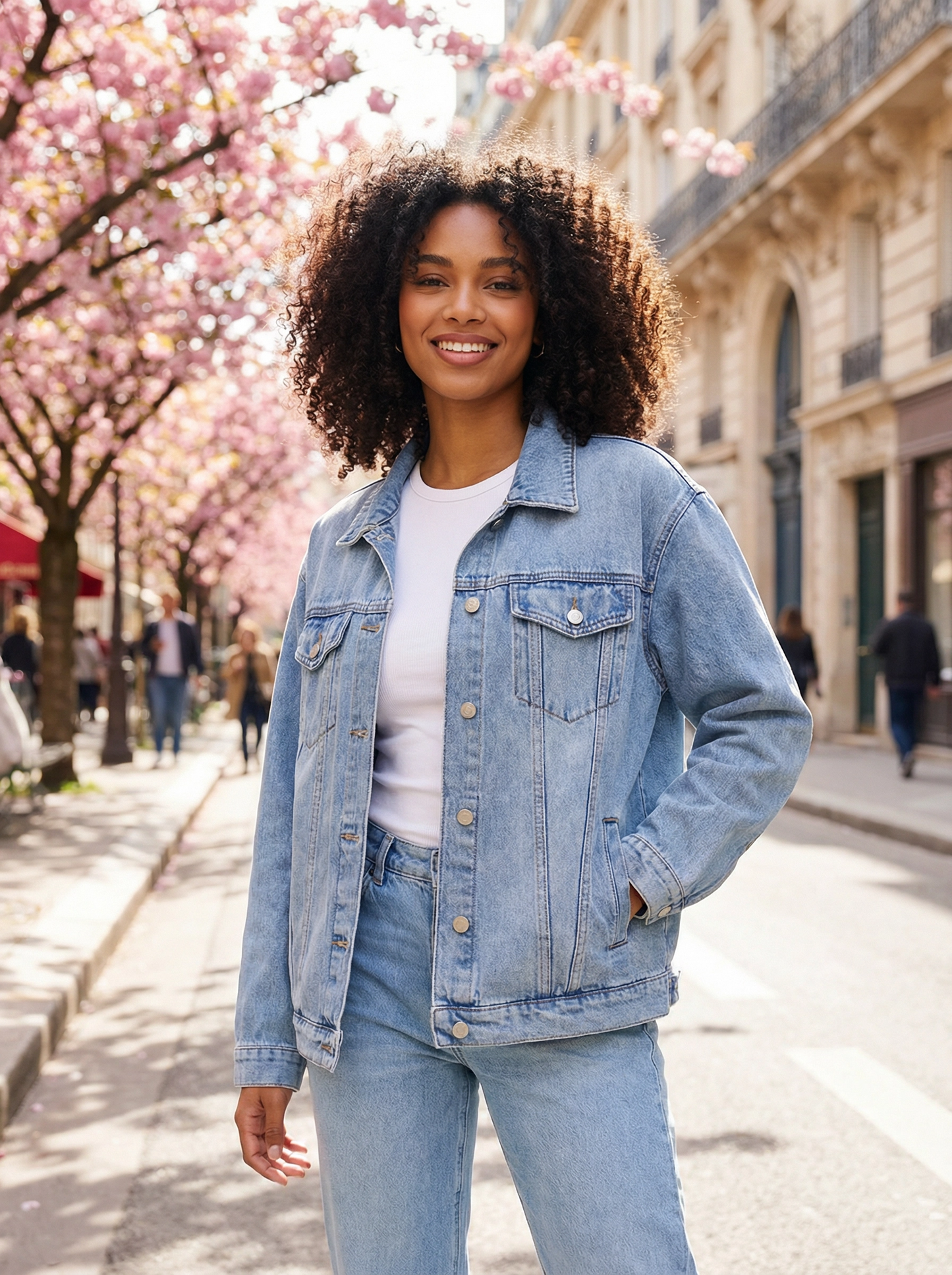 Veste en jean de couleur Bleu pour femme