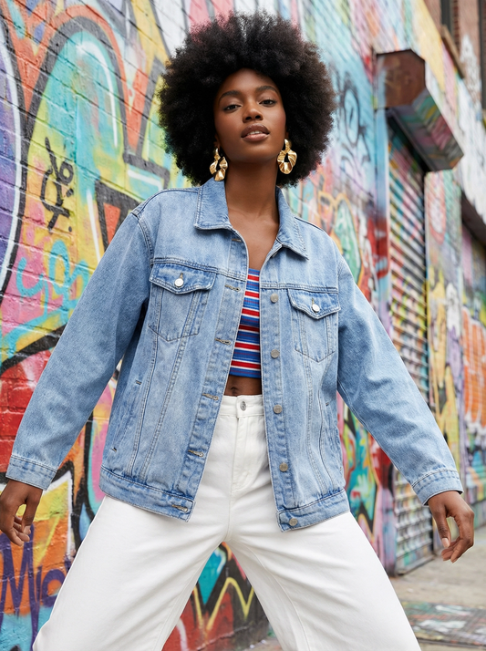 Veste en jean de couleur Bleu pour femme
