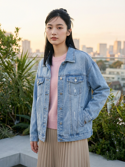 Veste en jean de couleur Bleu pour femme