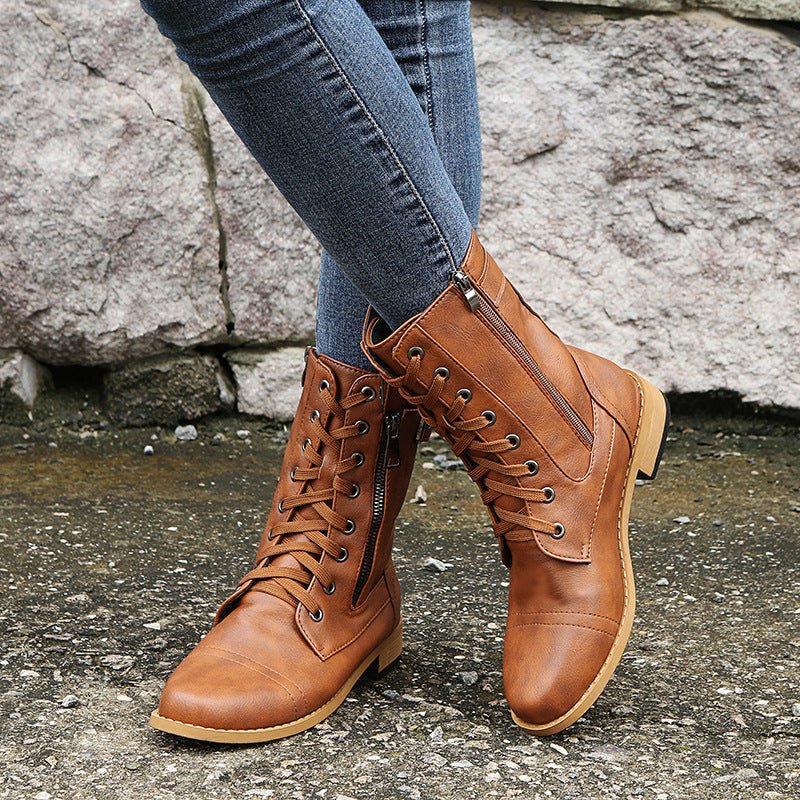 Bottes mi - hautes à lacets pour femmes - Oyso - ma