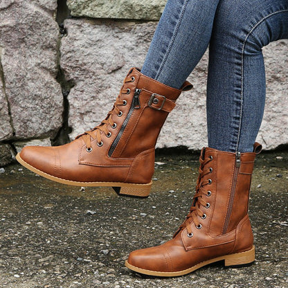 Bottes mi - hautes à lacets pour femmes - Oyso - ma