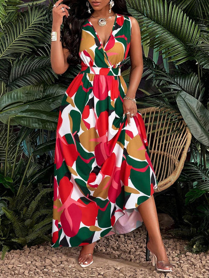Vestido ajustado acampanado de estilo tropical