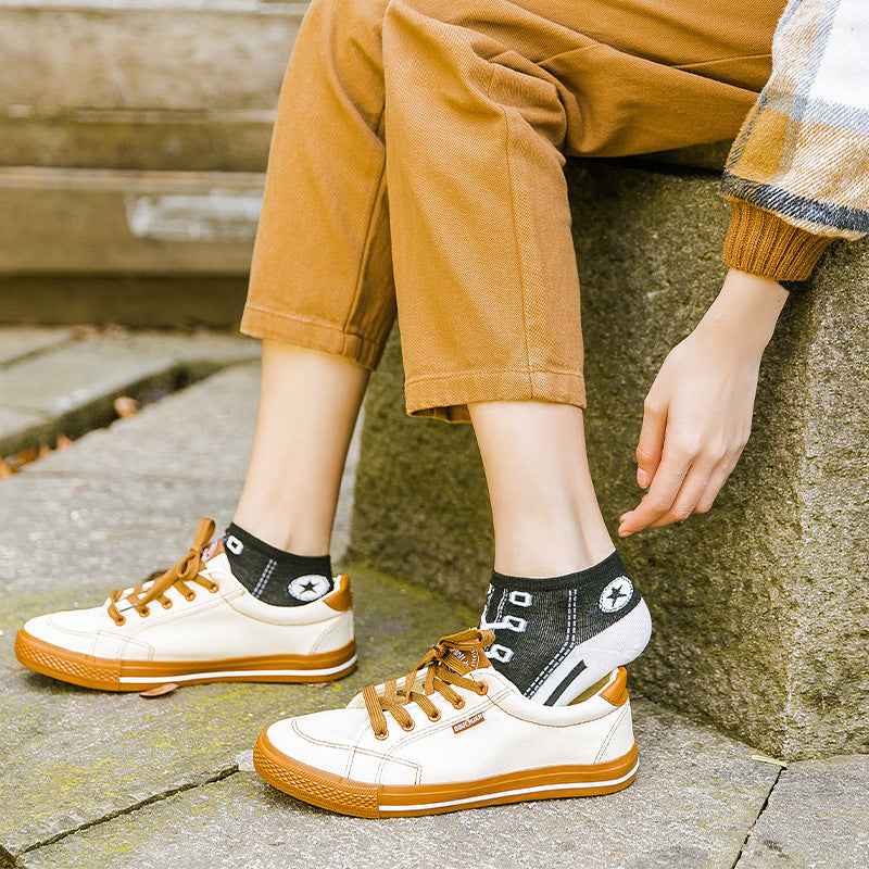 Chaussettes sneakers respirantes en coton peigné