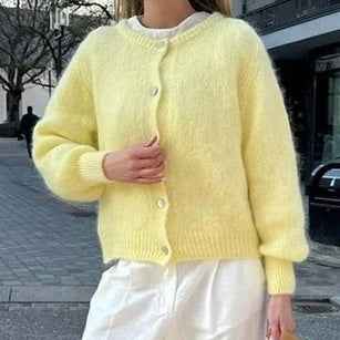Cardigan à col rond à simple boutonnage pour femme