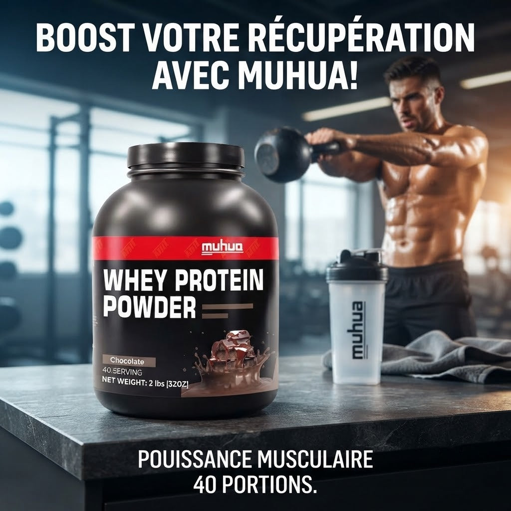 Poudre de Protéine de Lactosérum Goût Chocolat - 907g | Muhua
