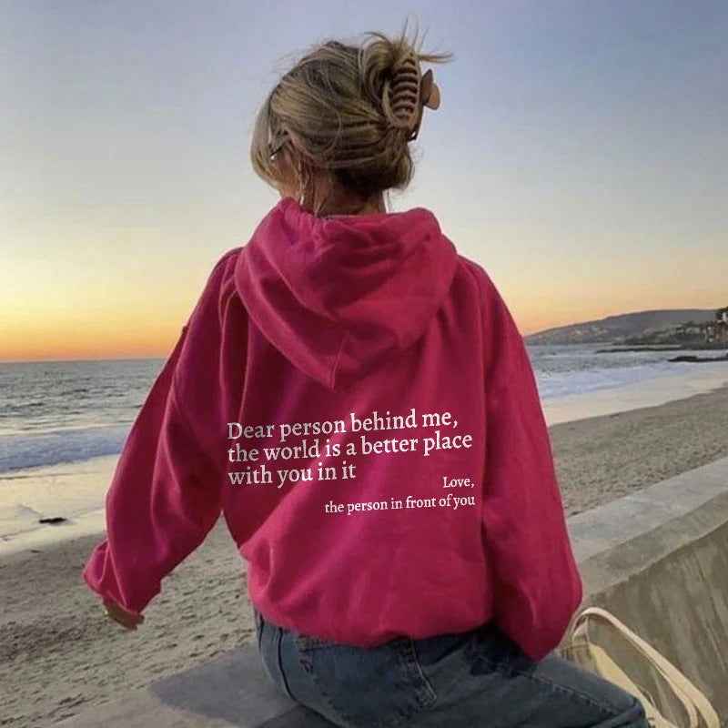 Sweat à capuche unisexe tendance avec citation imprimées