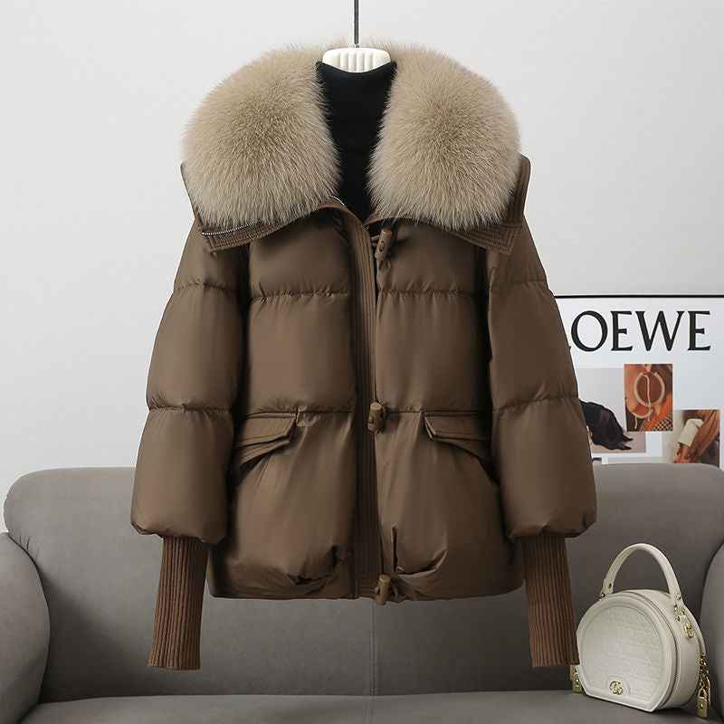Veste en duvet pour femme , col en fourrure , vêtement d'hiver