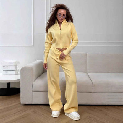Ensemble à fermeture éclair en tricot au style temperament