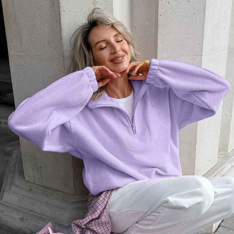 Sweatshirt en polaire berbère à pull ample pour femmes
