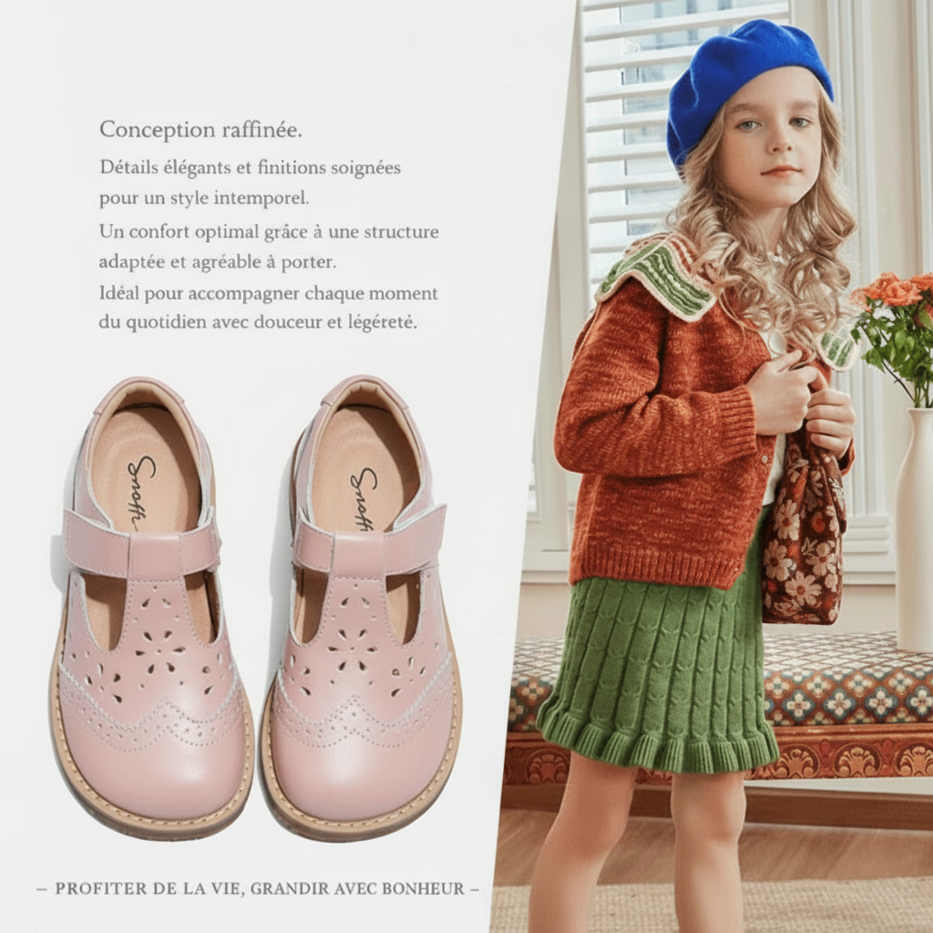 Chaussures de princesse en cuir à semelles souples pour filles - Oyso - ma