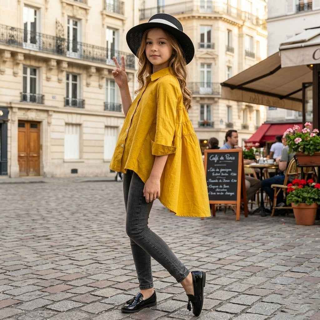 Chemise à la mode queues d'hirondelle pour grandes filles - Oyso - ma