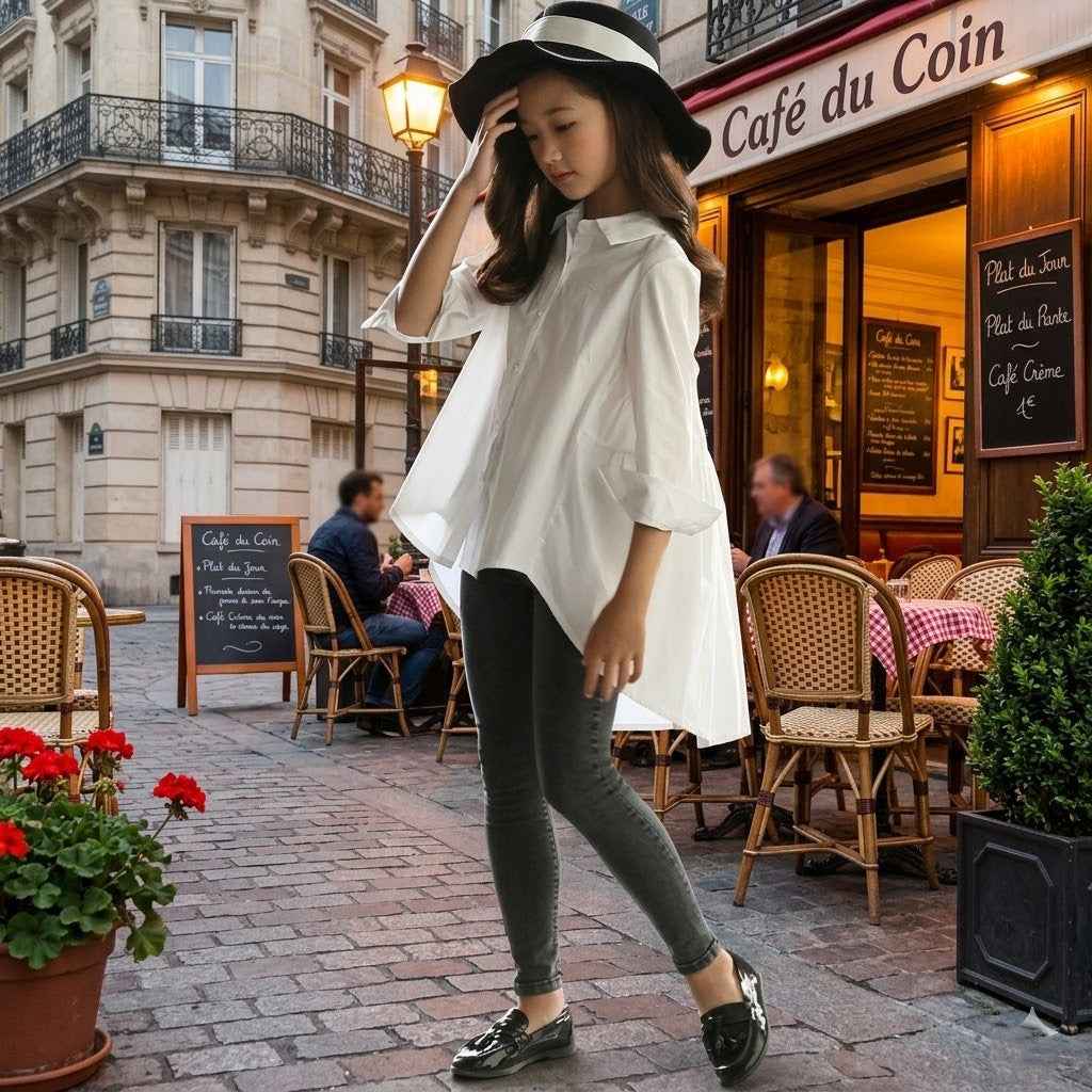 Chemise à la mode queues d'hirondelle pour grandes filles - Oyso - ma