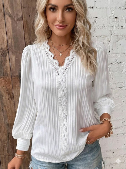 Chemise à manches longues avec col en V en dentelle - Oyso - ma
