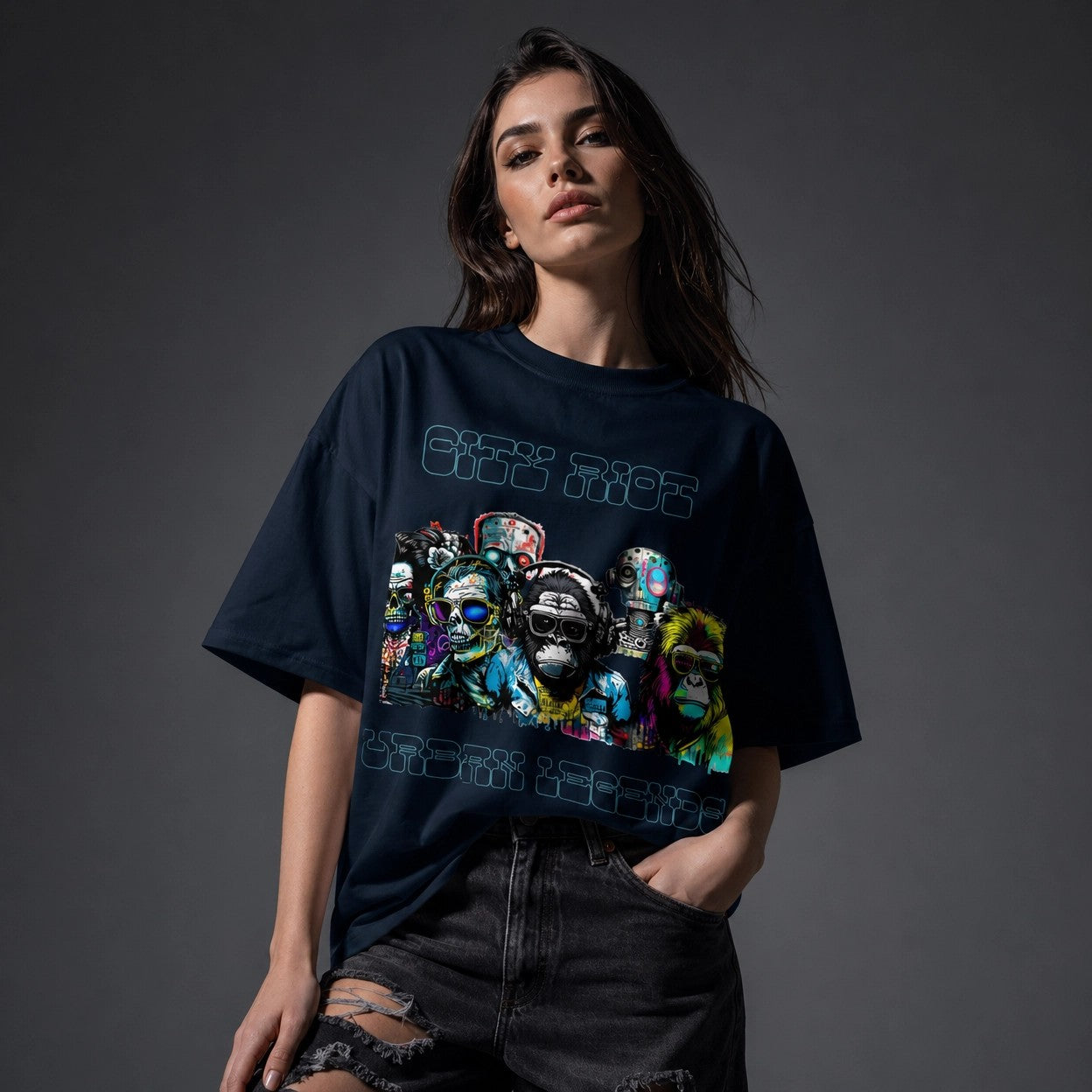T-shirt col montant écologique unisexe -CITY RIOT-
