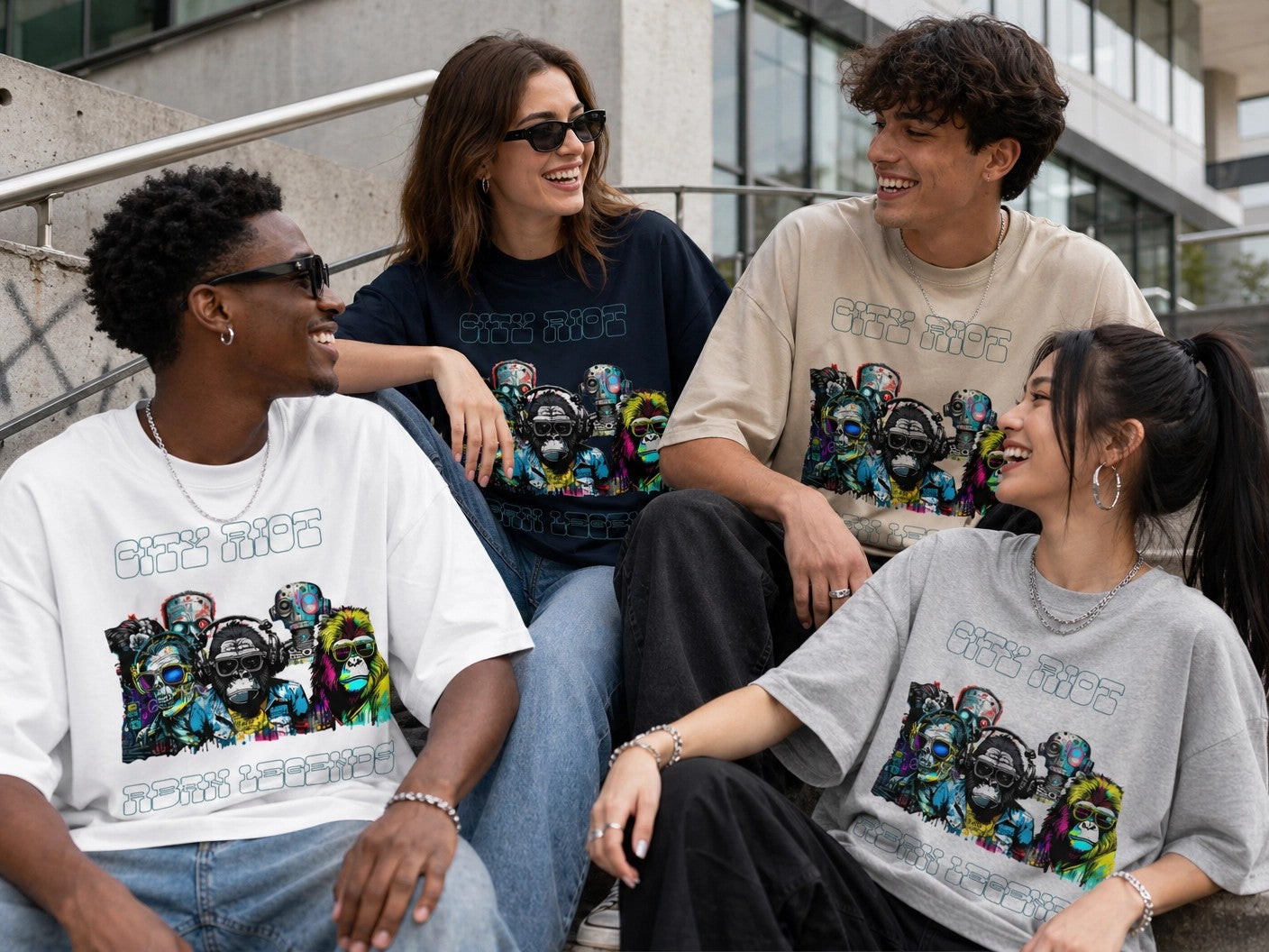 T-shirt col montant écologique unisexe -CITY RIOT-