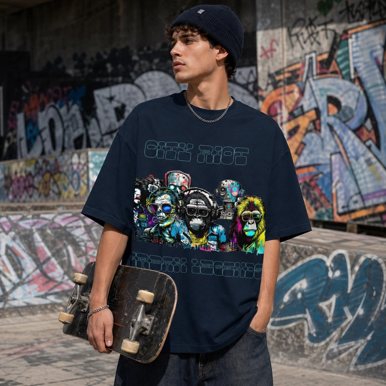 T-shirt col montant écologique unisexe -CITY RIOT-