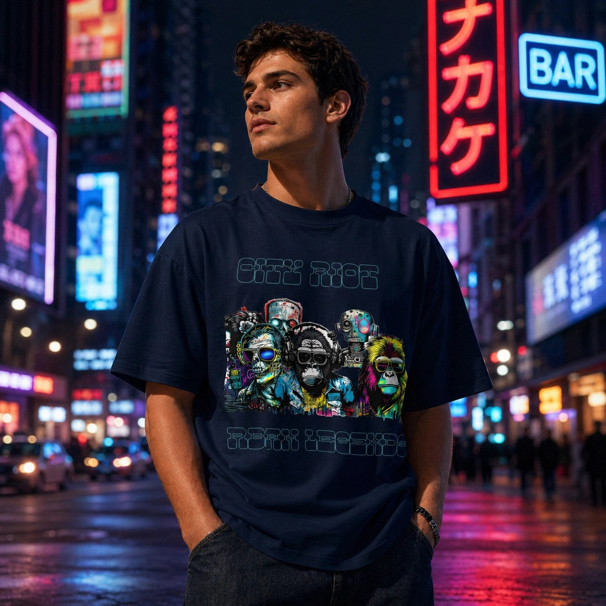 T-shirt col montant écologique unisexe -CITY RIOT-