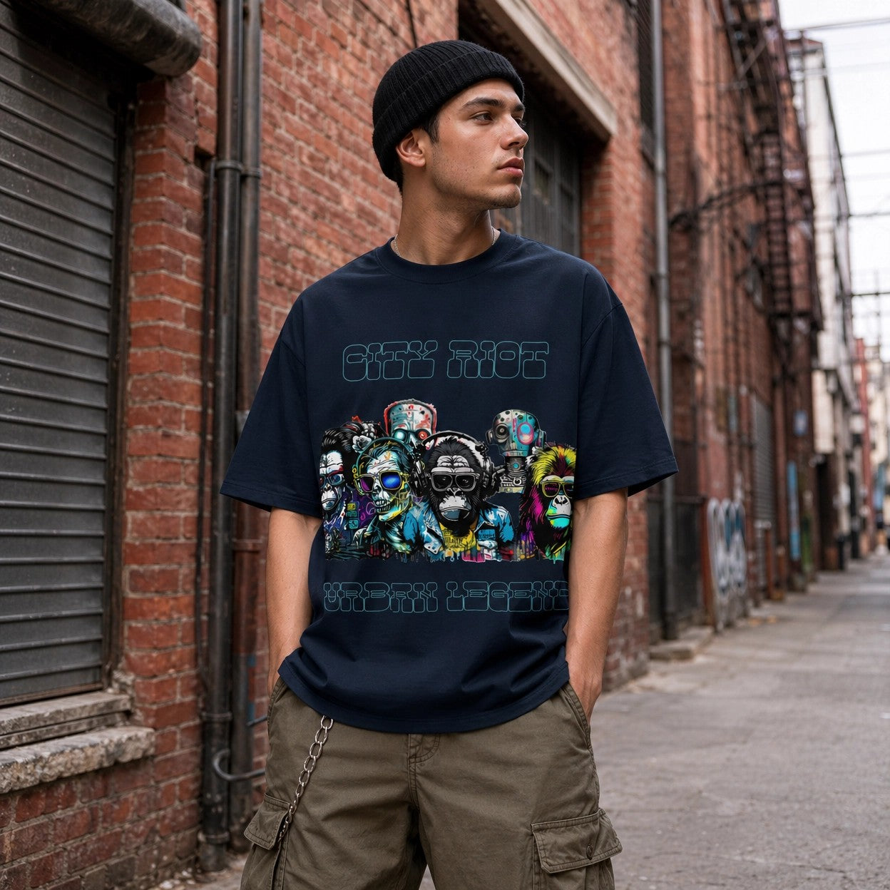 T-shirt col montant écologique unisexe -CITY RIOT-