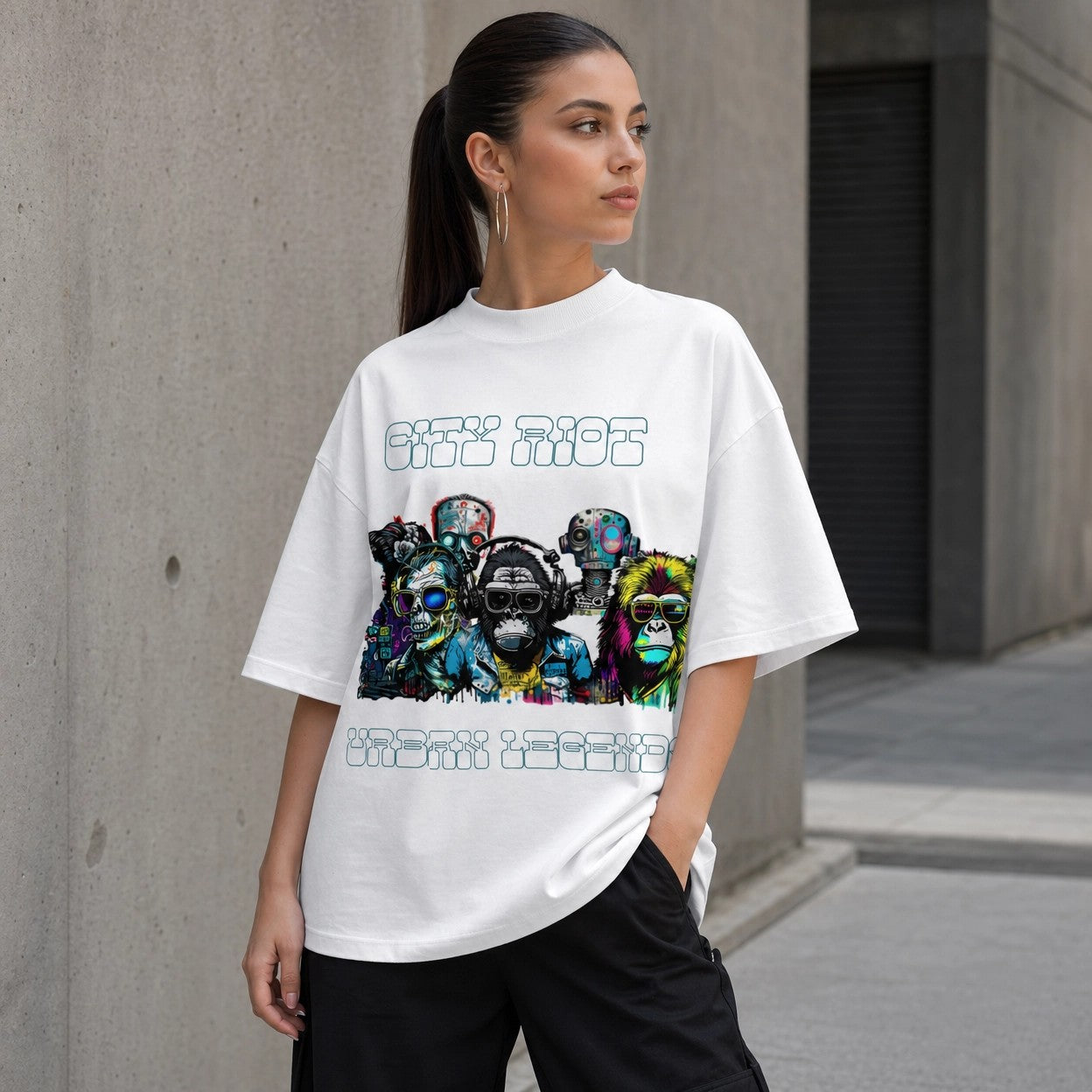 T-shirt col montant écologique unisexe -CITY RIOT-