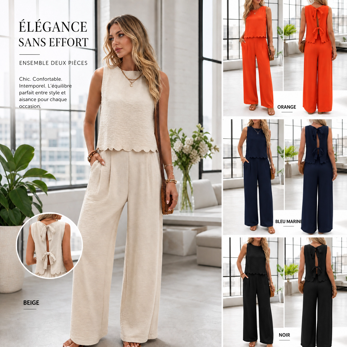 Ensemble gilet sans manches et pantalon décontracté