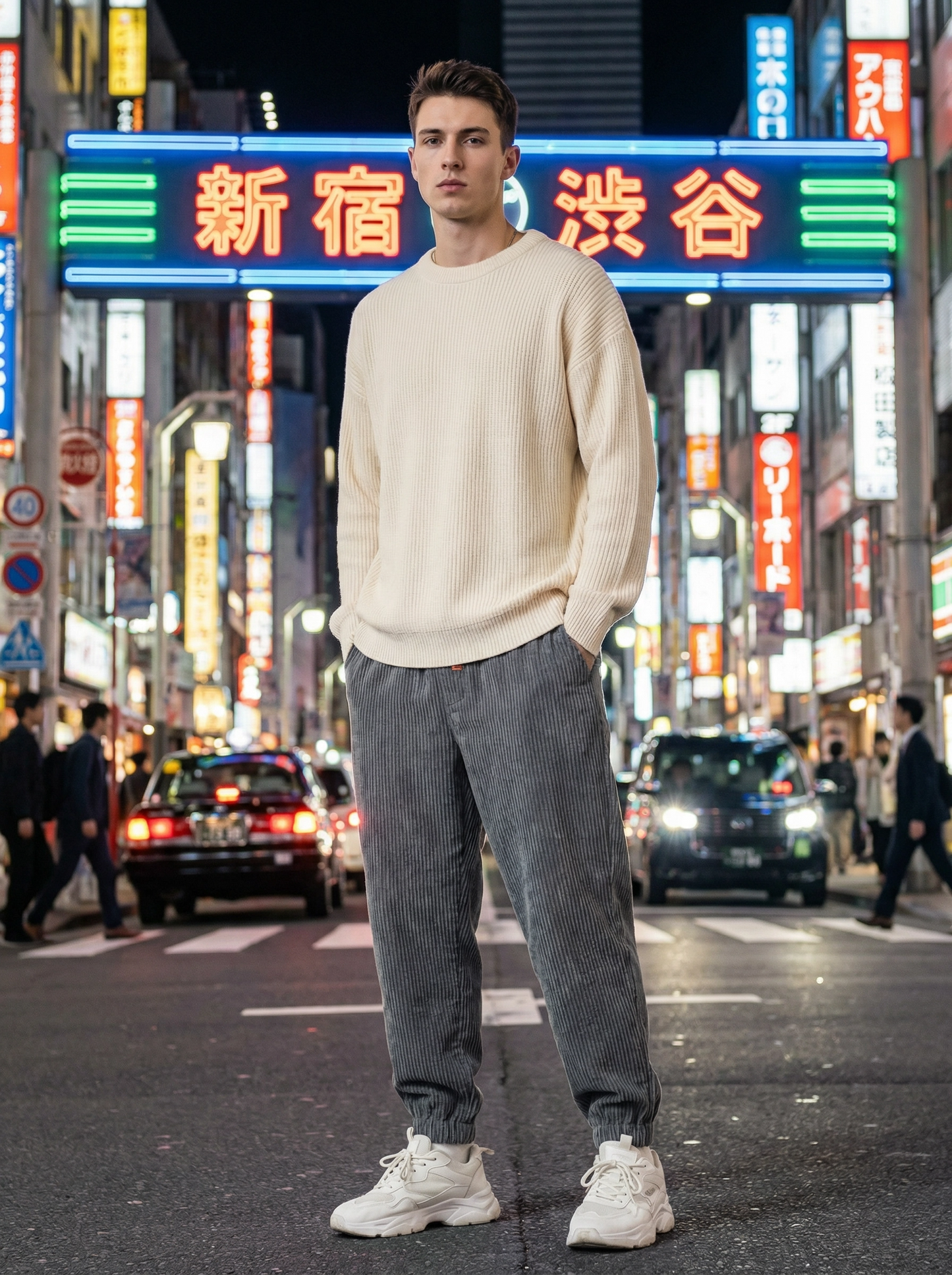 Pantalon Cargo en Velours Côtelé Premium