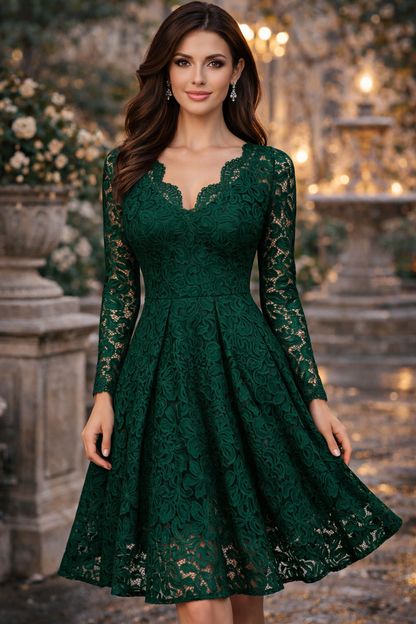Elegant V-Neck Lace Dress
