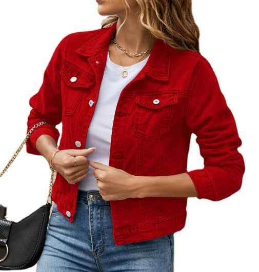 Veste en jean slim à col costume