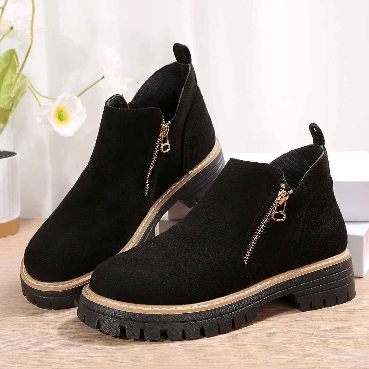 Bottes femme à la cheville avec fermeture latérale