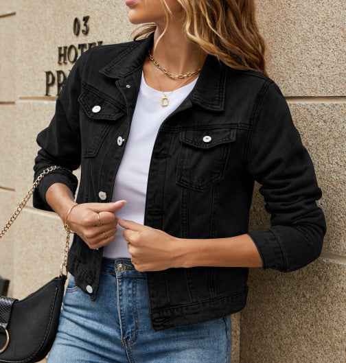 Veste en jean slim à col costume